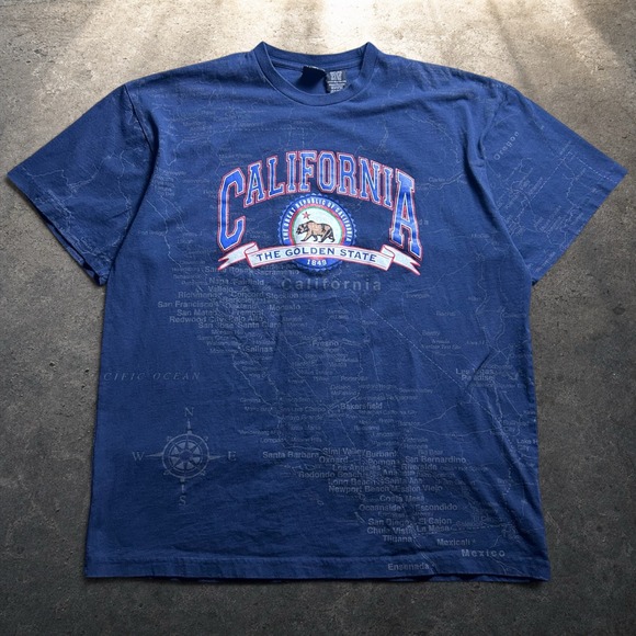State of Mine Other - State of Mine California Map Graphic T-Shirt Navy Blue Vintage 90s Size L